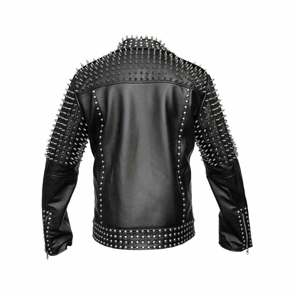 studded leather bomber jacket