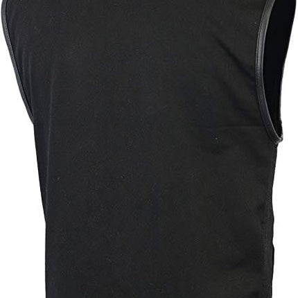 Men's Basic Black Denim Club Motorcycle Vest 100% Cotton