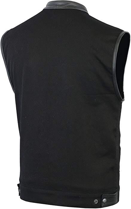 Men's Basic Black Denim Club Motorcycle Vest 100% Cotton