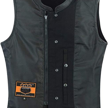 Men's Basic Black Denim Club Motorcycle Vest 100% Cotton