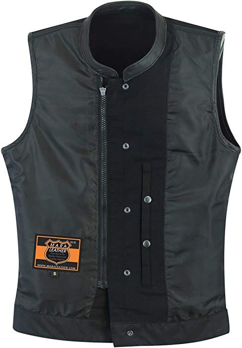Men's Basic Black Denim Club Motorcycle Vest 100% Cotton