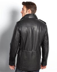 Men's Parka Four Pocket High Neck Genuine Leather Jacket - MARA Leather