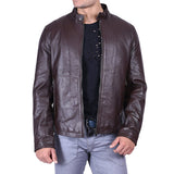 Men's Casual Wear Leather Jacket & Biker Jacket, Shiny Tough Brown & Black