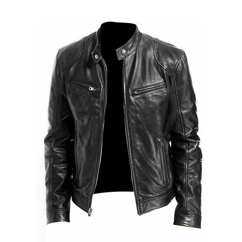 Men's Genuine Leather Black Casual Jacket - MARA Leather