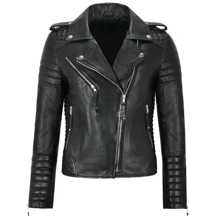 Women's New American Biker Style Leather Jacket