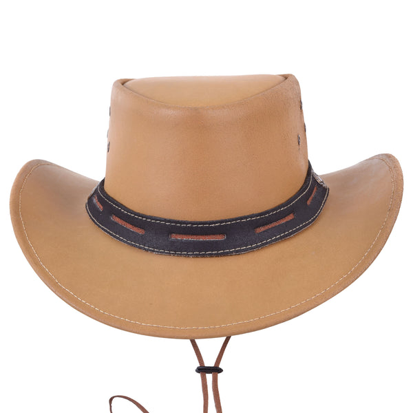 Shapeable Cream Color Genuine Leather Western Cowboy Hat - MARA Leather