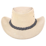 Western Style Suede Leather Cowboy Hat with Braided Hat Band - MARA Leather