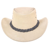 Western Style Suede Leather Cowboy Hat with Braided Hat Band - MARA Leather
