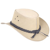 Western Style Suede Leather Cowboy Hat with Braided Hat Band - MARA Leather