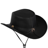 Cowhide Leather Black Cowboy Hat with Buffalo Nickel Band - MARA Leather