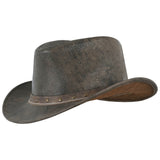 Brown Ditressed Leather Western Style Cowboy Hat - MARA Leather