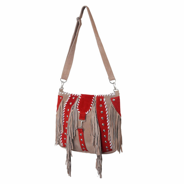 Real Suede Western Quilted Fringe Bag