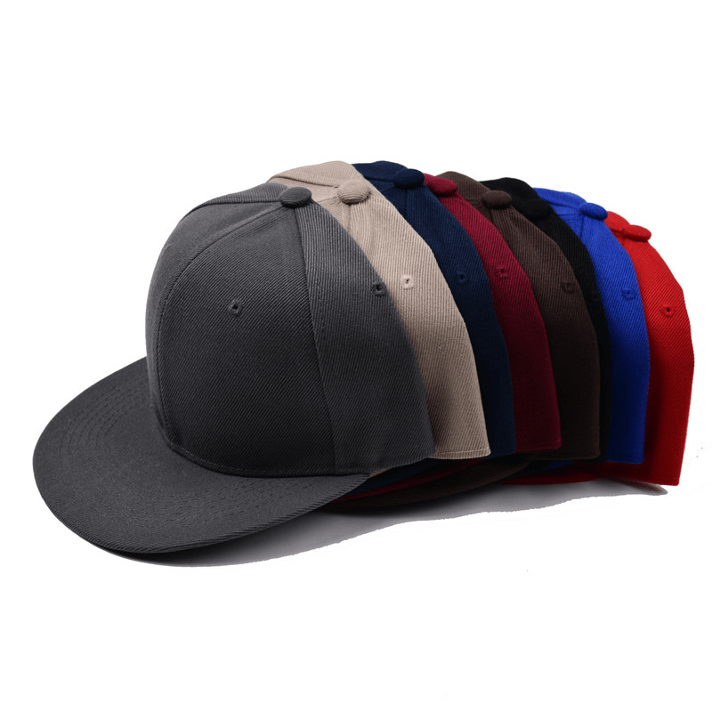 Monotone Flat Bill Snapback Adjustable Cotton Twill Caps - MARA Leather