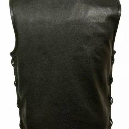SOA Vest Men's Real Leather Anarchy Motorcycle Biker Club Concealed Carry Outlaw W/Side Laces