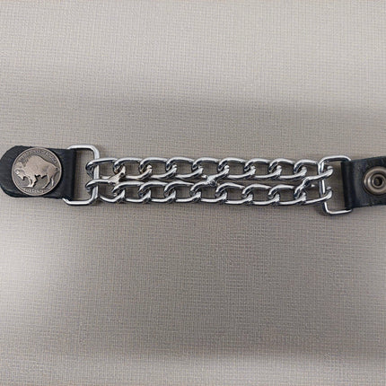 4pcs/set Leather + Stainless Steel Buffalo Nickel Motorcycle Vest Chainmail Extenders Snap On