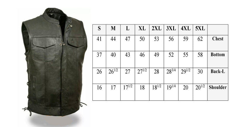 SOA Style Vest - Men's Real Leather Outlaw Vest W/Side Laces