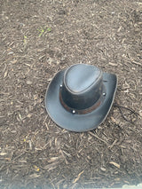 Brown Leather Raff Buff Cowboy Rodeo Style Hat