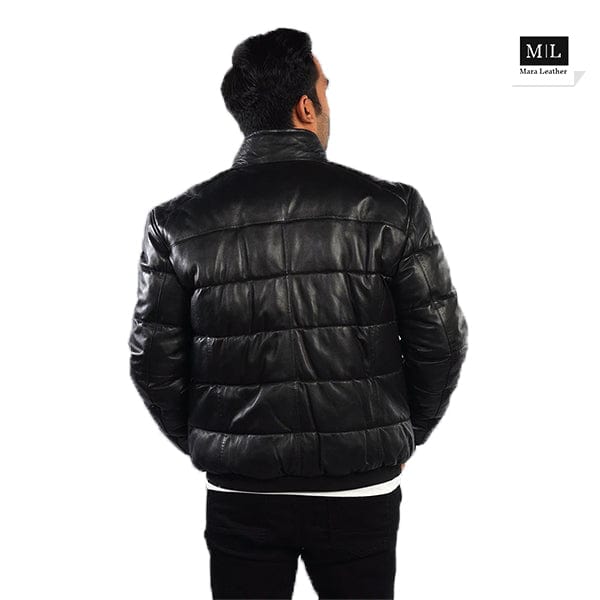 Men's Black Genuine Leather Fully Padded Motorcycle Style Jacket - MARA Leather