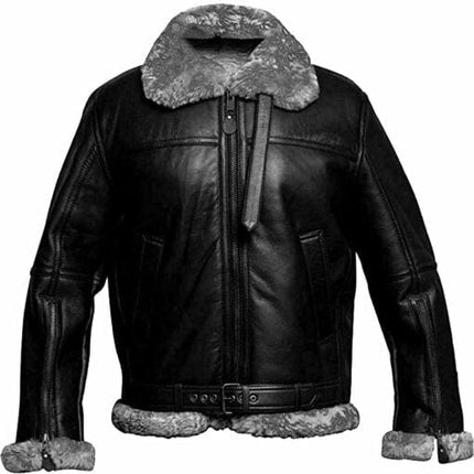 Genuine Sheepskin Leather RAF Flight Aviator B3 Bomber Jacket With Fur Wool Lining