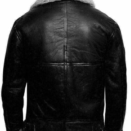 Genuine Sheepskin Leather RAF Flight Aviator B3 Bomber Jacket With Fur Wool Lining