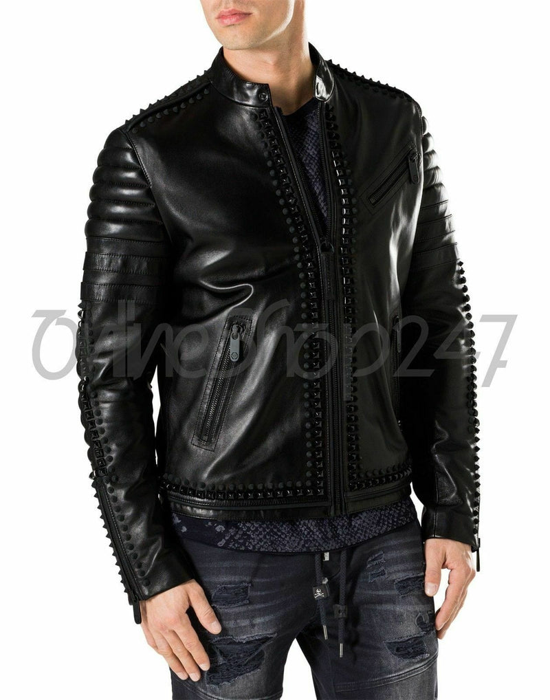 Philipp plein leather jacket mens shop