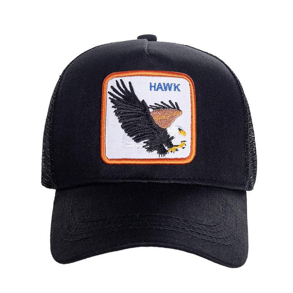 Hawk Square Patch Unisex Trucker Mesh Hat Baseball Cap - MARA Leather