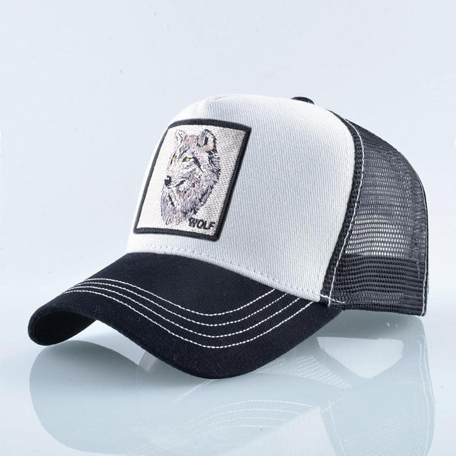 Wolf Square Patch Unisex Trucker Mesh Hat Baseball Cap - MARA Leather