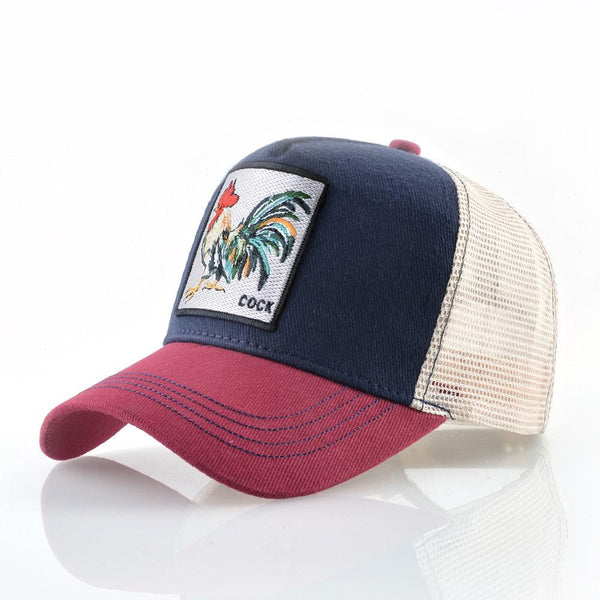 Cock Square Patch Unisex Trucker Mesh Hat Baseball Cap - MARA Leather