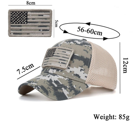 USA Flag Patch Hat Velcro Tactical Camouflage Baseball Cap - MARA Leather