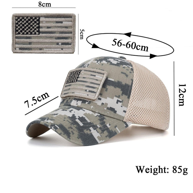 USA Flag Patch Hat Velcro Tactical Camouflage Baseball Cap - MARA Leather