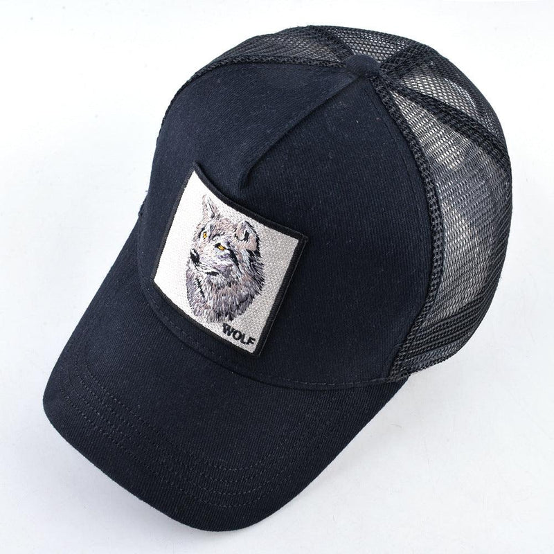 Wolf Square Patch Unisex Trucker Mesh Hat Baseball Cap - MARA Leather