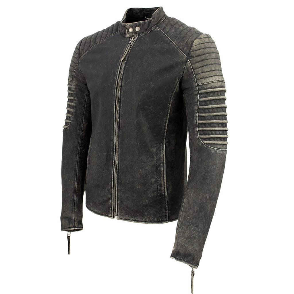 Men s Brown Distressed Leather Cafe Racer Jacket MARA Leather