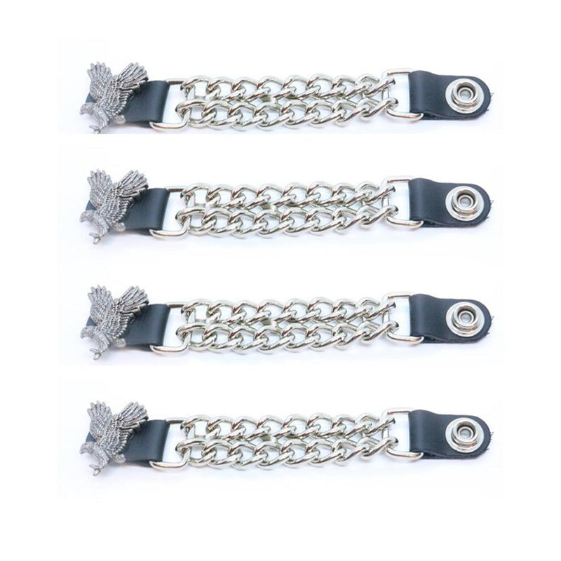 4pcs/set Leather + Stainless Steel Motorcycle Vest Chainmail Extenders Snap - Eagle Landing - MARA Leather