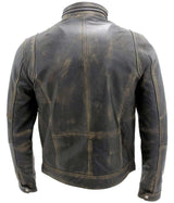 Men's Cafe Racer Distressed Brown Motorcycle Genuine Leather Jacket - MARA Leather