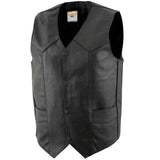 Men's Classic Western Cut Snap Front With Concealed Pockets Motorcycle Leather Vest