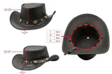 Showerproof Genuine Black Leather Cowboy Western Hat