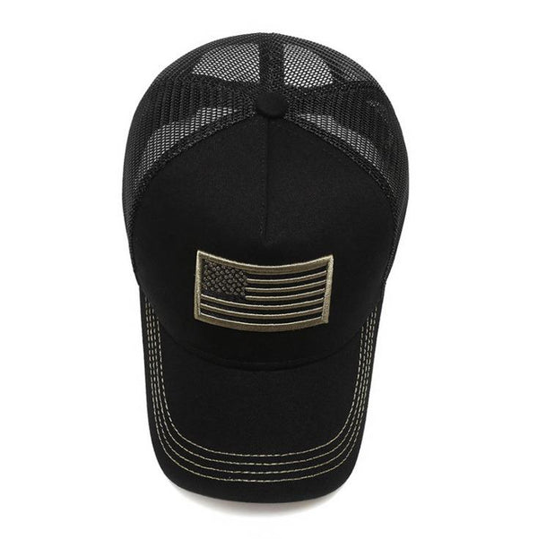 USA Flag Black Mesh Tactical Style Baseball Caps