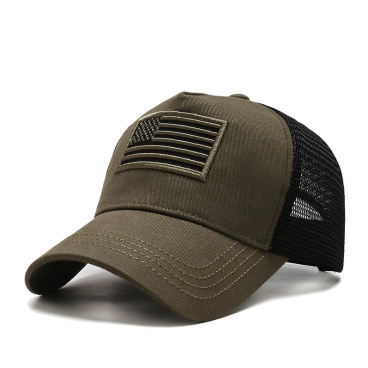 USA Flag Green Mesh Tactical Style Baseball Caps