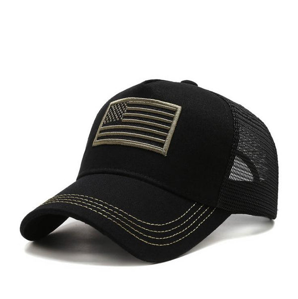 USA Flag Black Mesh Tactical Style Baseball Caps