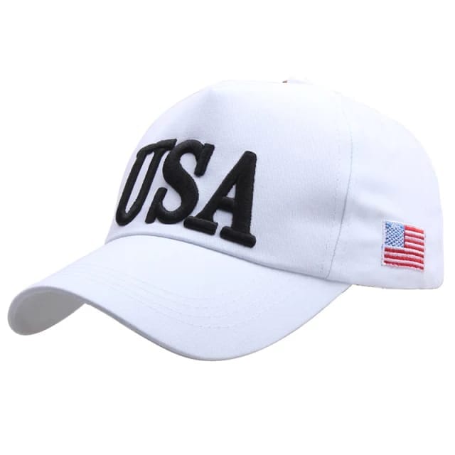 USA Flag Embroidered Cotton Soft Baseball Style Cap - Red