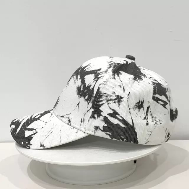 New Tie Dye Soft Cotton Baseball Cap - White & Black