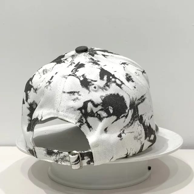 New Tie Dye Soft Cotton Baseball Cap - White & Black