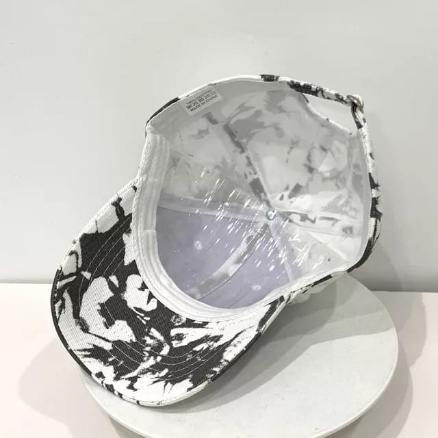New Tie Dye Soft Cotton Baseball Cap - White & Black