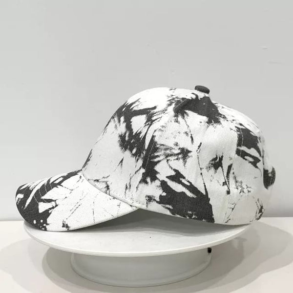 New Tie Dye Soft Cotton Baseball Cap - White & Black