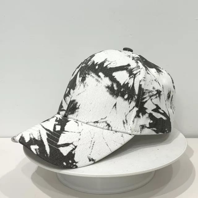 New Tie Dye Soft Cotton Baseball Cap - White & Black