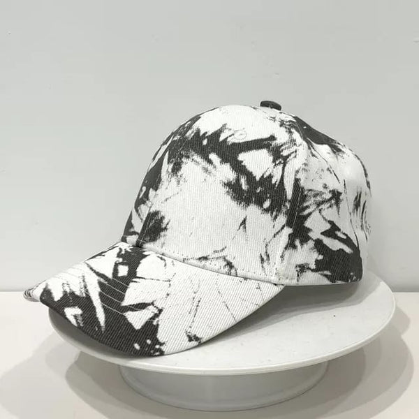 New Tie Dye Soft Cotton Baseball Cap - White & Black