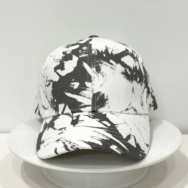 New Tie Dye Soft Cotton Baseball Cap - White & Black