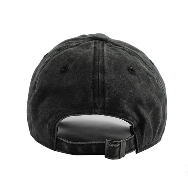 New Washed Distressed Denim Baseball Cap - Vintage Black