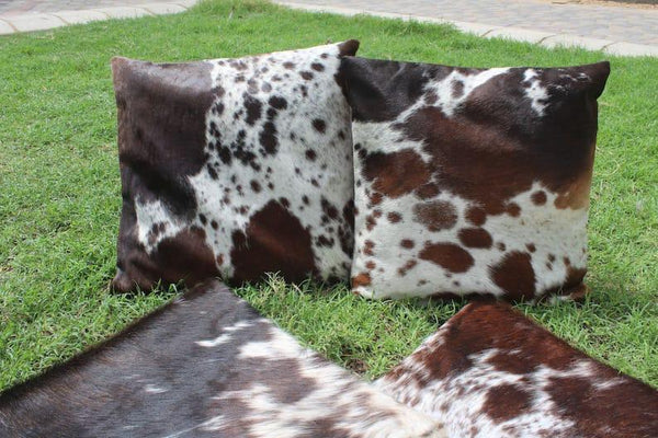 2 Set Decorative Pillows Covers Cow Skin Sofa Cushion Cover Throw Pillowcase - MARA Leather