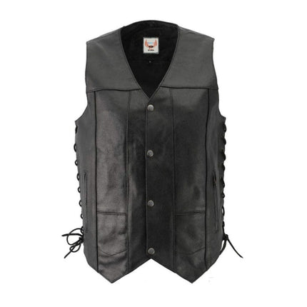 Men's Western Cut Classic Motorcycle Leather Adjustable Vest